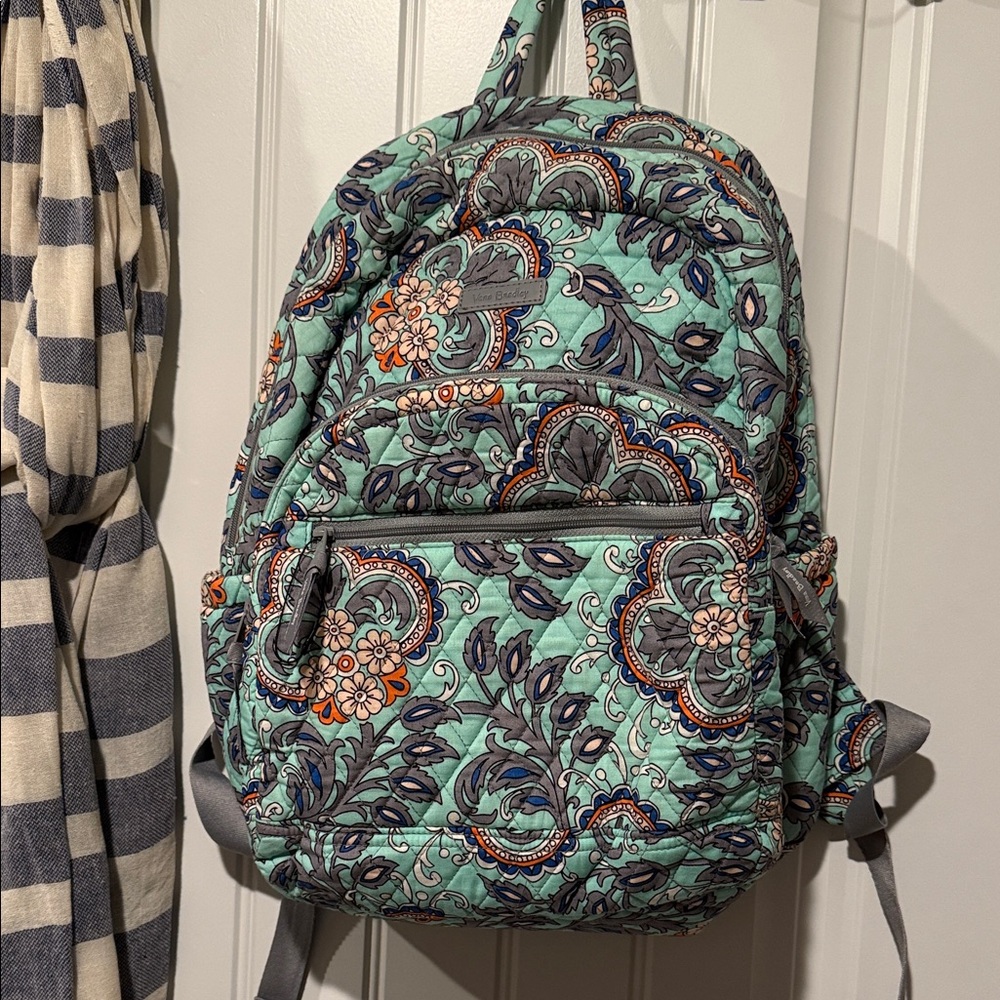 Vera Bradley Teal and Gray Floral Backpack